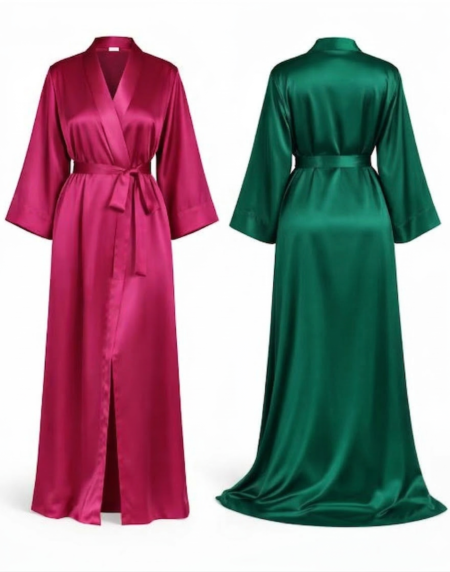 SERENA FORBES - CUSTOM DESIGN KIMONO SAMPLE ''hot fuschia color and emerald green''